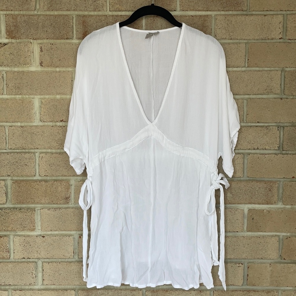 ASOS White V-Neck Drawstring Tunic Top